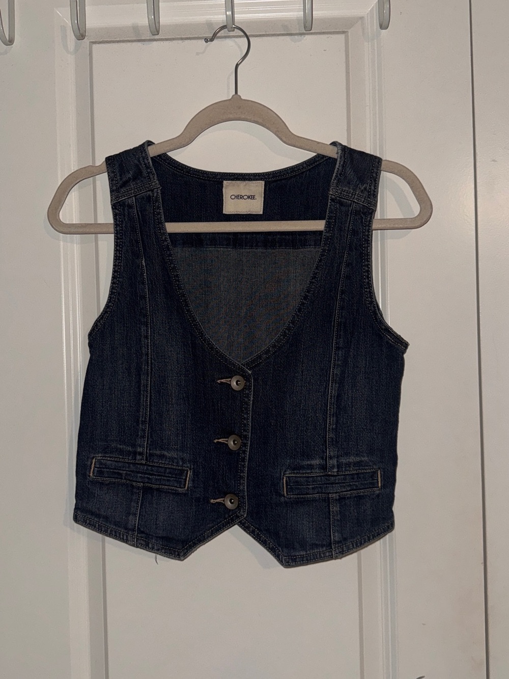 Cherokee Dark Wash Denim Vest - Women's Blue Jean Vest